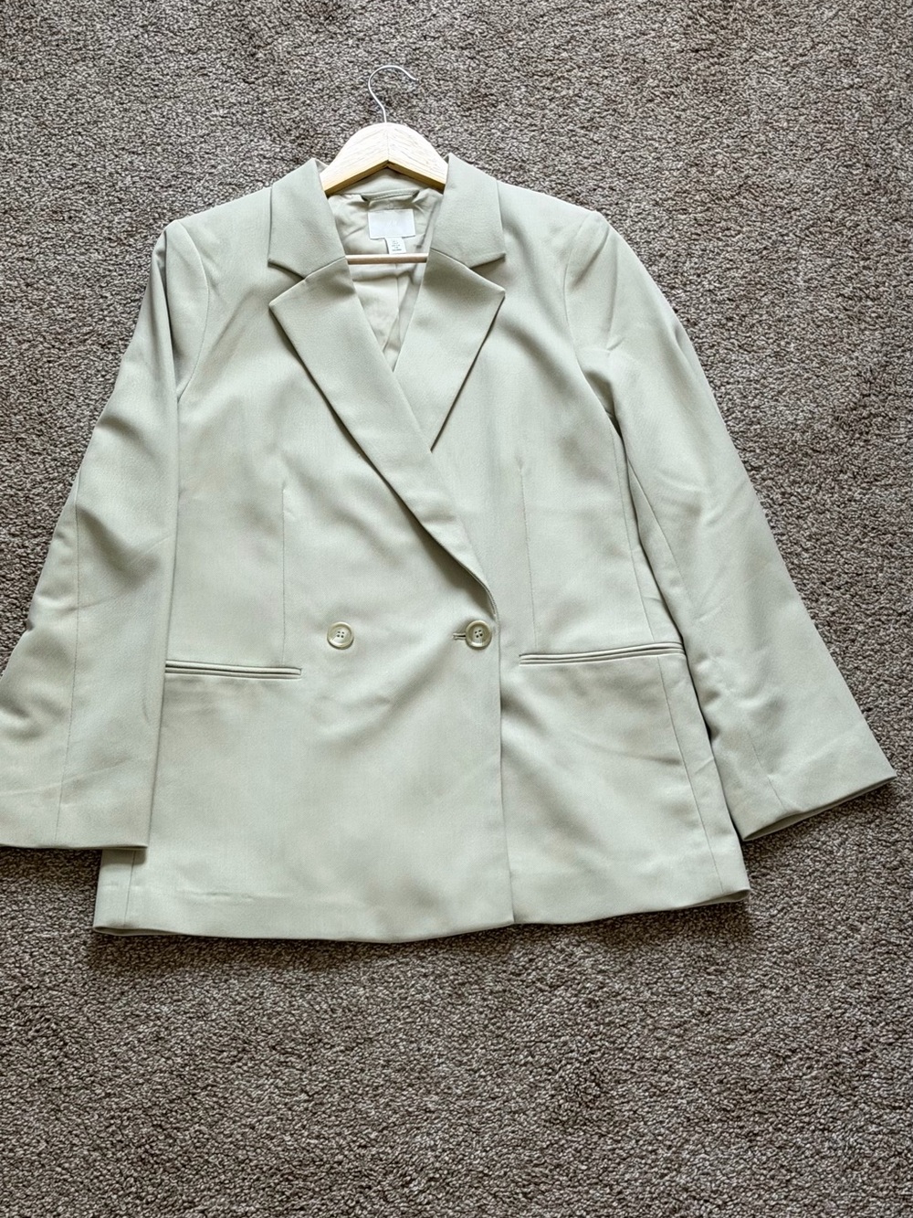 H&M Pale Green Double-Breasted Blazer Jacket